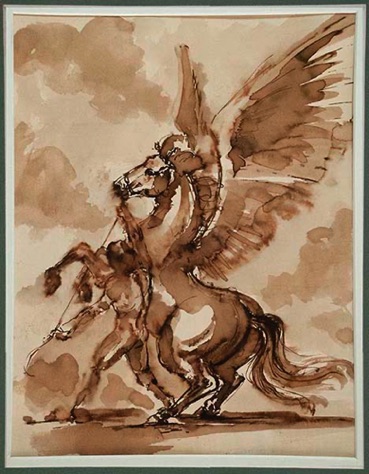 "Bellerophon" 1. Line & Wash. 28x36cm